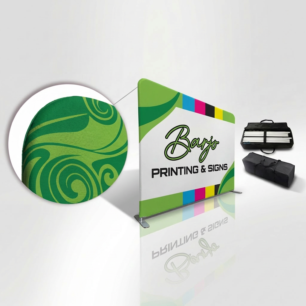 Base tubular con banner de tela EuroFit de 8x8 pies