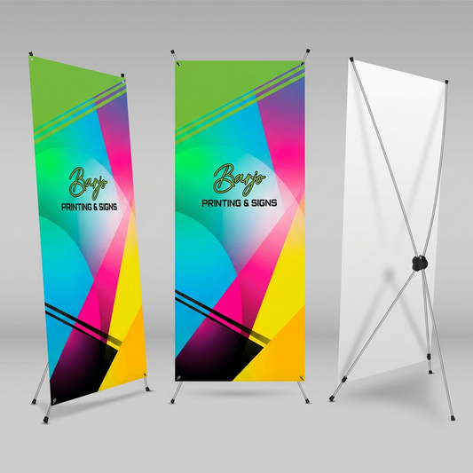 Portable X-Frame Banner Stand - Lightweight Trade Show Display 24" x 63"