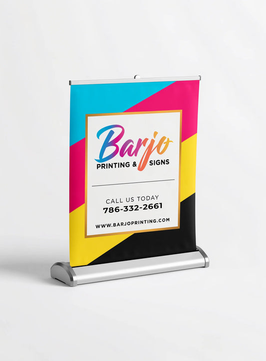 Desktop Roll Up Banner, smooth vinyl.