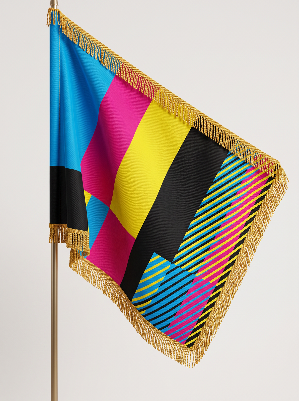 Custom Flag with Fringe with CMYK color design - Barjo Printing & Signs