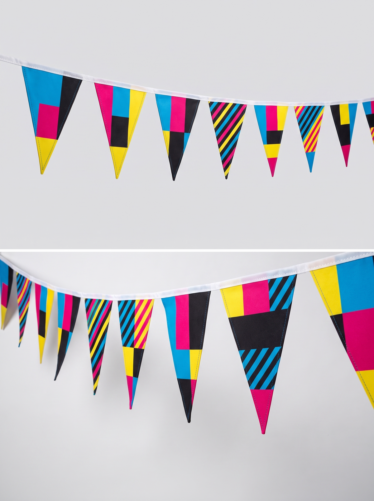 Pennant String Flags with CMYK color design - Barjo Printing & Signs