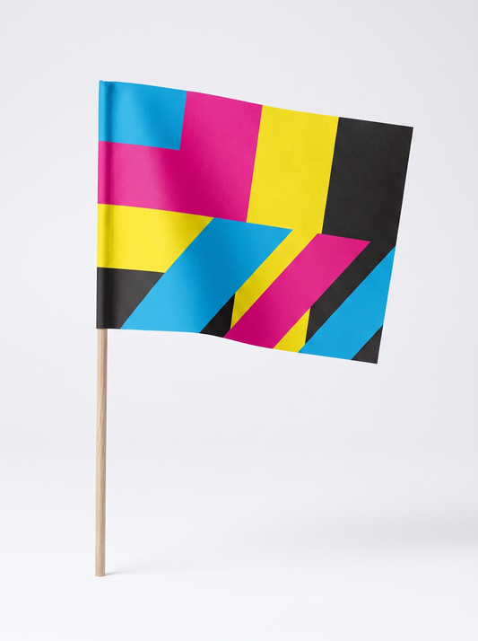 Paper Hand Waving Flag with CMYK color design - Barjo Printing & Signs