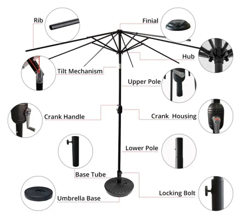 Custom Large Outdoor Umbrella - specs